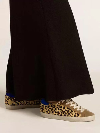 ブルーホースヘアスニーカー ラウンドトゥ レースアップ スケートスニーカー