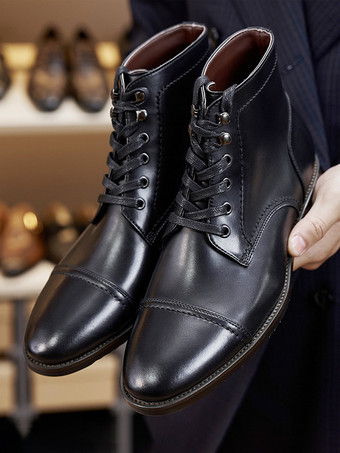 ブラック 靴 メンズシューズ ワークブーツ メンズブーツ PUレザー クラシック バーガンディ