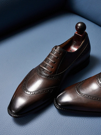 ブラウン メンズ ドレス オックスフォード ラウンドトゥ ブローグ プロム ホームカミング ウェディング シューズ