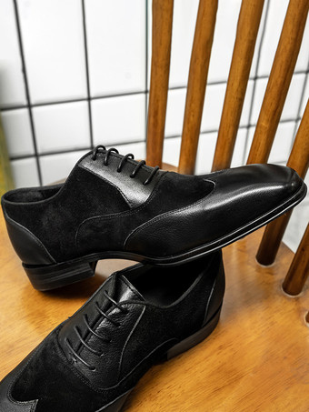 メンズ ドレス オックスフォード ポインテッド トゥ スエード 牛革 プロム ホームカミング ウェディング シューズ