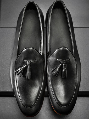 PUレザー メンズ ローファー シューズ タッセル プロム ホームカミング ウェディング シューズ