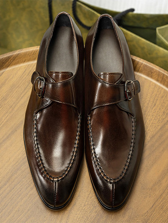 牛革 メンズ ローファー モンクストラップ プロム ホームカミング ウェディング シューズ
