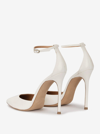 ブラックドレスハイヒール ポインテッドトゥ スティレットヒール アンクルストラップパンプス