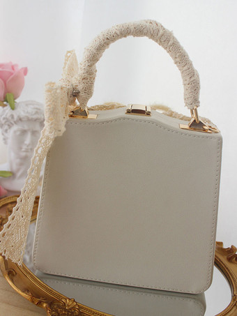 ロココ風ロリータバッグ コーヒーブラウン ポリエステル花柄リボン ポリエステル繊維ハンドバッグ ロリータアクセサリー