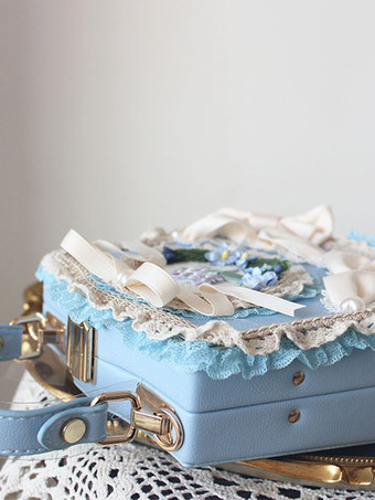 スイートロリータバッグ ライトグリーン PUレザー リボン アップリケ PUレザー ハンドバッグ ロリータアクセサリー