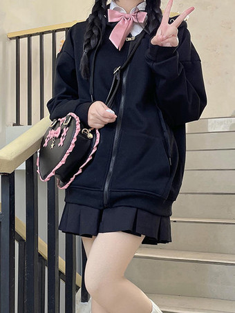 ロココスタイル ロリータバッグ ブラック PUレザー リボン PUレザー クロスボディバッグ ロリータアクセサリー