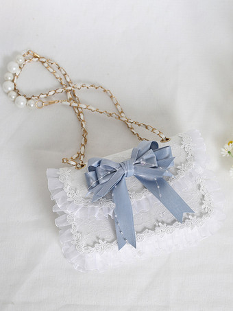 スイートロリータバッグ ピンクオーガンザリボン レースポリエステルファイバーハンドバッグ ロリータアクセサリー