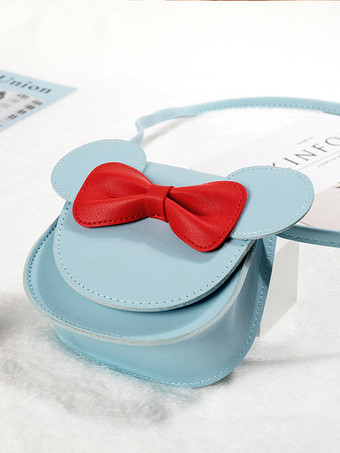 ライトスカイブルースイートロリータバッグ レッド PUレザー リボン PUレザー クロスボディバッグ ロリータアクセサリー