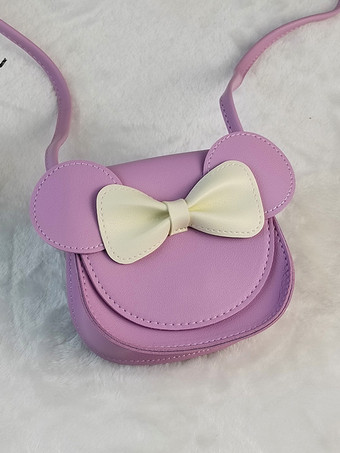 パープル スイートロリータバッグ レッド PUレザー リボン PUレザー クロスボディバッグ ロリータアクセサリー