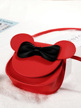 レッド スイートロリータバッグ レッド PUレザー リボン PUレザー クロスボディバッグ ロリータアクセサリー