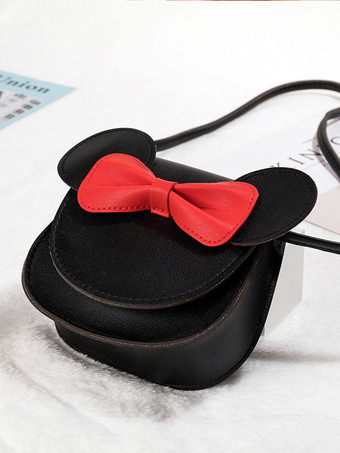 ブラック スイートロリータバッグ レッド PUレザー リボン PUレザー クロスボディバッグ ロリータアクセサリー