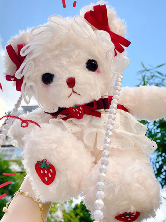 ホワイト スイートロリータバッグ ホワイト フリル リボン クロスボディバッグ ロリータアクセサリー