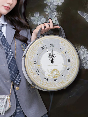 ゴシックロリータバッグ シルバーポリエステル ポリエステルファイバーハンドバッグ ロリータアクセサリー