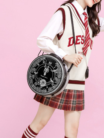 ゴシックロリータバッグ シルバーポリエステル ポリエステルファイバーハンドバッグ ロリータアクセサリー