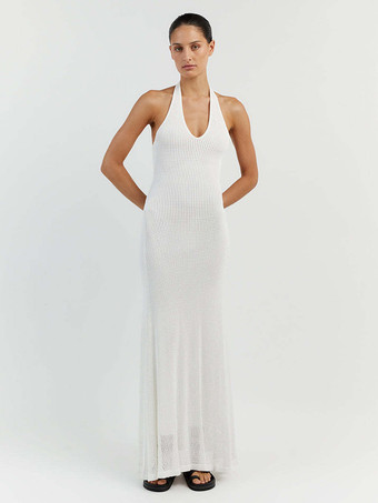 ニットドレス ホルターネック バックレス セクシー サマー ビーチ ロングドレス