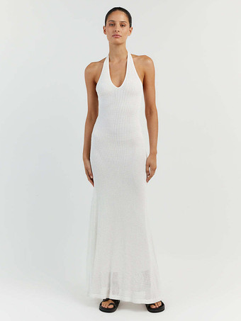 ニットドレス ホルターネック バックレス セクシー サマー ビーチ ロングドレス