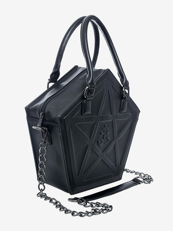 ゴシックロリータバッグ 星柄 ブラックチェーン クロスボディバッグ PUレザー ロリータアクセサリー