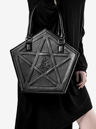 ゴシックロリータバッグ 星柄 ブラックチェーン クロスボディバッグ PUレザー ロリータアクセサリー