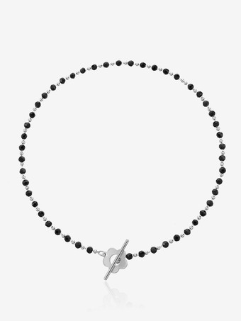 シルバー チョーカーネックレス ビーズフラワードレス ビーチシックネックレス