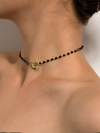 チョーカーネックレス ビーズフラワードレス ビーチシックネックレス