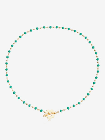 グリーン チョーカーネックレス ビーズフラワードレス ビーチシックネックレス