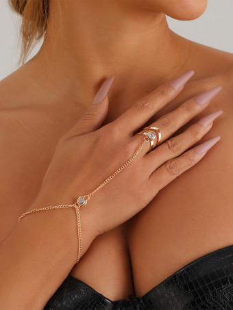 ゴールド ブレスレット ラインストーン シンプル シック 万能ブレスレット