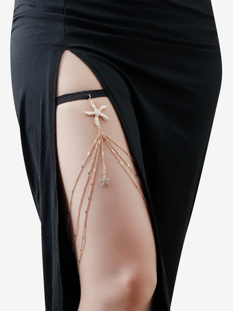 ゴールド ボディチェーン ヒトデ レイヤードペンダント シックなレッグチェーン