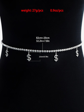 ボディチェーン ドルペンダント ラインストーン ビーチ ウエストチェーン