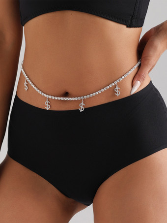 ボディチェーン ドルペンダント ラインストーン ビーチ ウエストチェーン