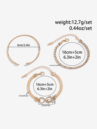 ブレスレット ラインストーン ハート インフィニティ タイムレス シック ブレスレット 3個