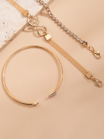 ブレスレット ラインストーン ハート インフィニティ タイムレス シック ブレスレット 3個