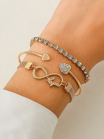 ブレスレット ラインストーン ハート インフィニティ タイムレス シック ブレスレット 3個