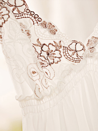 パジャマセット ホワイトシフォン刺繍デートランジェリー