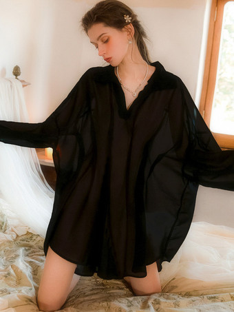 ブラック ローブ シフォン オーバーサイズ ランジェリー