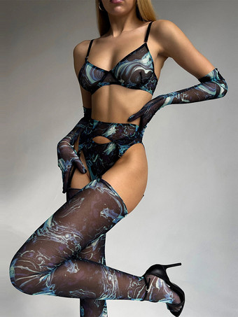 グレイブラジャー パンティ セット ピンク ポリエステル カットアウト カラーブロック シアー シック 大人用ランジェリー