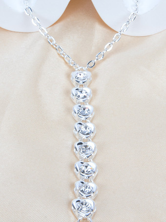 ボディチェーン ハート ラインストーン シンプル クラシック チェストチェーン