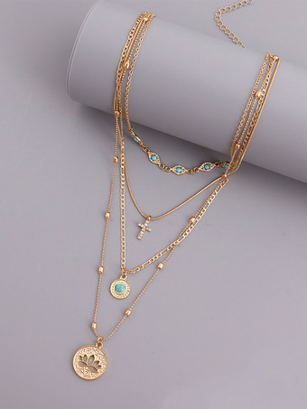 ネックレス 邪眼 クロス ロータス レイヤード シック ネックレス