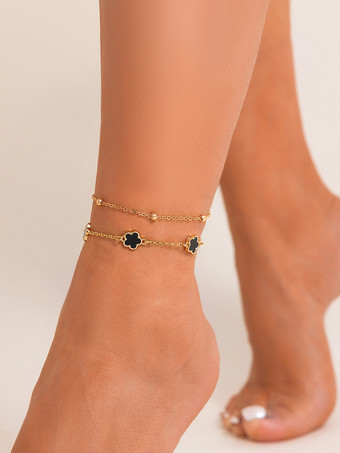 ブラック アンクレット フラワー 繊細 シック ロマンチック ビーチ アンクレット チェーン 2個