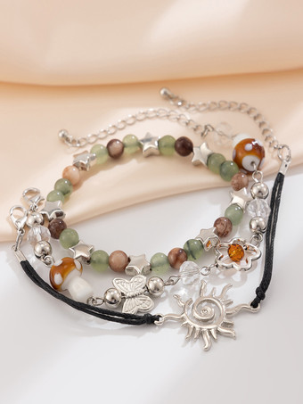 ブレスレット ビーズ 星 太陽 ナチュラル カラフル ボヘミアン ブレスレット