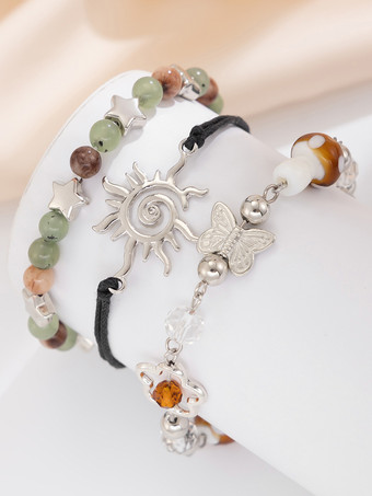 ブレスレット ビーズ 星 太陽 ナチュラル カラフル ボヘミアン ブレスレット