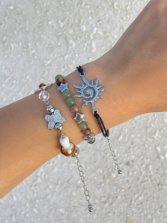 ブレスレット ビーズ 星 太陽 ナチュラル カラフル ボヘミアン ブレスレット