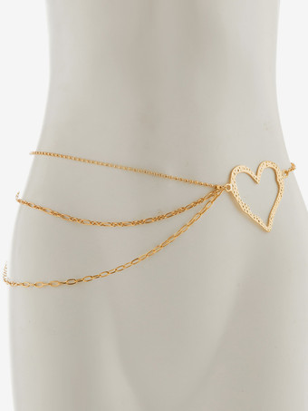 ボディチェーン カットアウト ハート レイヤード ロマンチック シック ウエストチェーン