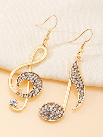 イヤリング 音符ラインストーン シックなイヤリング