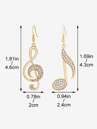 イヤリング 音符ラインストーン シックなイヤリング