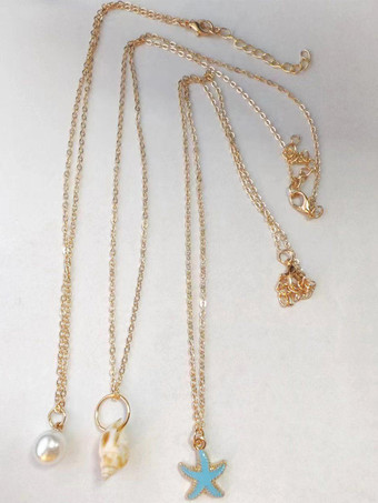 ネックレス パール シェル レイヤード ビーチネックレス