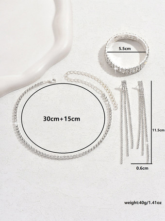 結婚式用ジュエリーセット ゴージャスなキュービックジルコニアピアスメタル