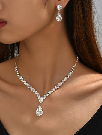 ファッションウェディングジュエリーセット シックなメタルキュービックジルコニア