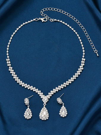 ファッションウェディングジュエリーセット シックなメタルキュービックジルコニア