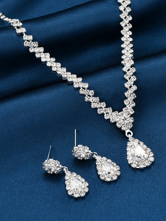 ファッションウェディングジュエリーセット シックなメタルキュービックジルコニア
