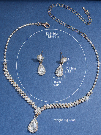 ファッションウェディングジュエリーセット シックなメタルキュービックジルコニア